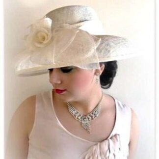 Kentucky Derby Hat, Hats For Horse Races, Ivory Sinamay Straw Spring Wide Brim Wedding Hat, Women's Couture Designer Dress Hats, Darlene