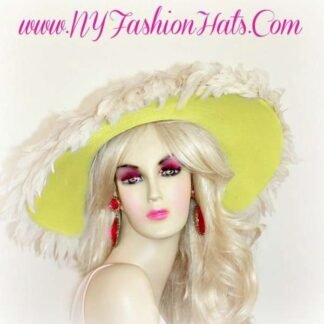 Ladies Yellow Wedding Brides Formal Hat Designer Church Hats Br490