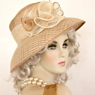 Kentucky Derby Hat, Beige Natural Sinamay Straw Hats For Horse Races, Couture Designer Hat For Women, Formal Wedding Dress Hat, Joyce