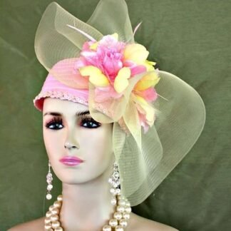 Hat For Women Pink Yellow Cocktail Pillbox Runway Wedding Church Dress Formal A12