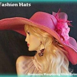 Ladies Raspberry Magenta Hot Pink Wide Brim Derby Dress Wedding Hat, Church Hats