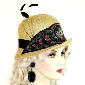 Metallic Gold Cloche Beaded Designer Dress Hat, Ny Fashion Hats