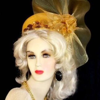 Gold Pillbox Wedding Bridal Hat, Formal Pillbox Temple Church Hat, Elegant Dress Millinery Hat, NYFashionHats Couture Designer Hats, Deb