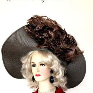 Taupe Wide Brim Pink Brown Feathers Kentucky Derby Hat, Women's Hats