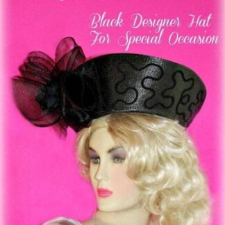 Women's Black Couture Designer Hat, Church Temple Dress Hats, Formal Wedding Hat, Mother Of The Bride Hats, NYFashionHats Millinery Kendra