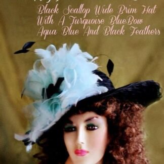 Kentucky Derby Hats, Hats For Horse Races, Black Aqua Turquoise Hat With Feathers, Occasion Wedding Dress Hat, NYFashionHats, Couture Lady