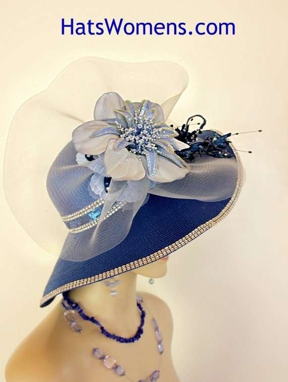 Royal Blue Hats For Women Couture Wedding Church Fashion Dress Hat Headpiece 76r - Image 4