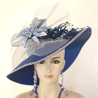 Royal Blue Hats For Women Couture Wedding Church Fashion Dress Hat Headpiece 76r