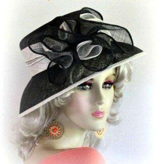 Black And Ivory Fashion Hat Designer Dressy Formal Ladies Hats 3by