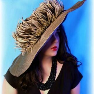 Taupe Brown Wide Brim Kentucky Derby Hat, Women's Couture Designer Hats, NYFashionHats Millinery, Hats For Horse Races Suzanne