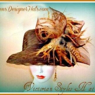 Women's Brown Tiger Feather Dress Fashion Designer Hat 333v