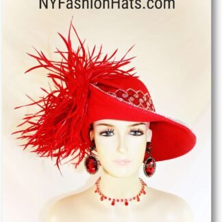 Haute Couture Dramatic Feathered Red Fashion Hat, Statement Hats Women's Millinery, Melbourne Cup Headpiece, Church Weddings 8456