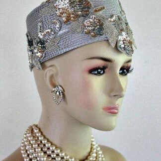 Silver Grey Metallic Silver Pillbox Cocktail Hat Wedding Bridal Mother Of The Bride Headpiece Hats