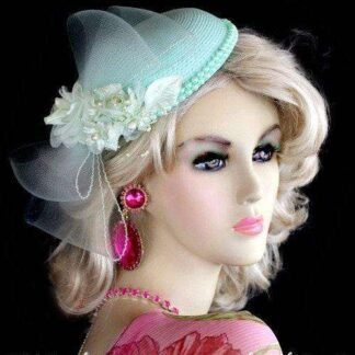 Pistachio Mint Green Cocktail Hat, Wedding Fascinators Bridal Headpieces Hats, Custom Hats NYFashionHats, CoutureDesignerHats, Laurie