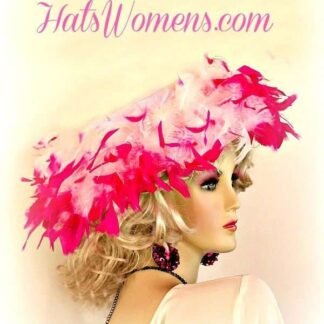 Baby Pink Kentucky Oaks Racing Hat Hot Pink Feathers, Designer Hats For Horse Races, Couture Millinery, NYFashionHats, CoutureDesignerHats