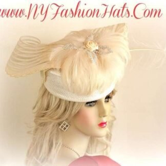 Ivory Beige Ladies Pillbox Dressy Designer Fashion Hat Custom Hats