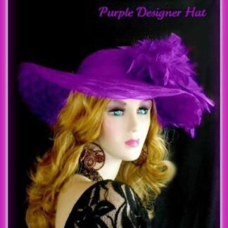 Kentuckyt Derby Hats For Women, Purple Large Brim Fashion Hats With Feathers, NYFashionHats, Occasion Dress Formal Wedding Hat, Celesa