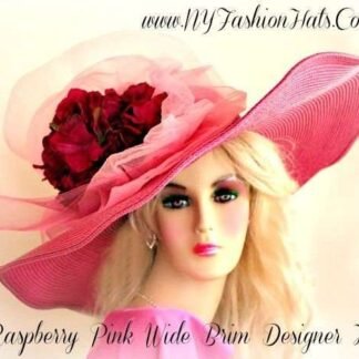 Kentucky Derby Hat, Designer Hats For Horse Races, Big Wide Brim Hat, Pink Formal Dres Hat, NYFashionHats Millinery, Belmont Stakes Hat, Liz