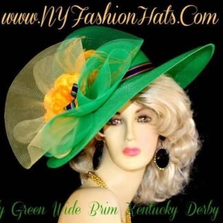 Ladies Kelly Green Gold Yellow Blue Designer Hat With Flowers Rm09