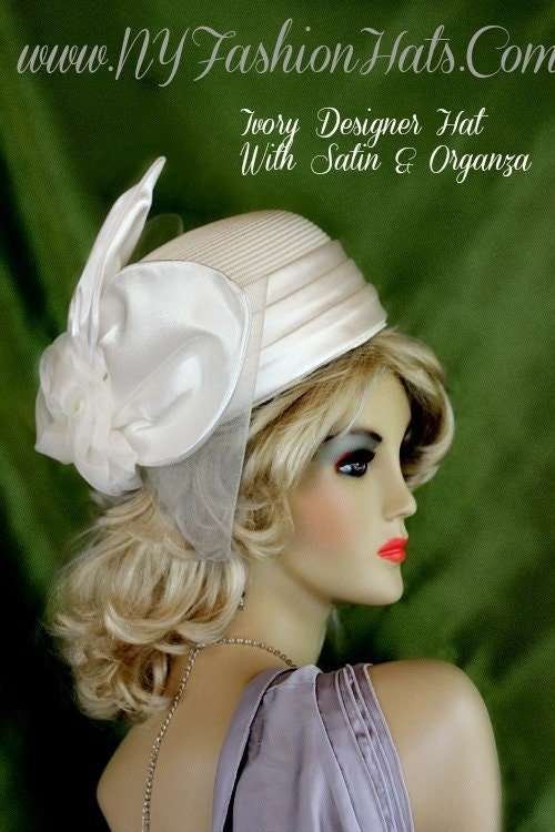 Wedding Bridal Straw Braid And Satin Pillbox Hat, Formal Temple Church Hat, Mother Of The Bride Hat Headpiece, Venorica NYFashionHats - Image 2