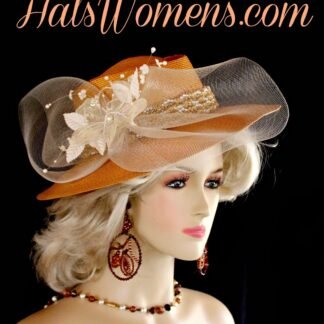 Ladies Antique Metallic Gold White Ivory Western Hat, Fashion Designer Hats