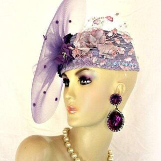 Couture Statement Satin Pillbox Cocktail Hat For Women Lavender Grape Purple Kentucky Derby Hats A9h