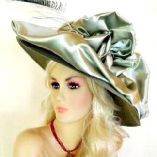 Olive Green Sage Wide Brim Dress Hat, Hats For Weddings Brides, Couture Designer Hats, NYFashionHats Millinery, Temple Church Formal Hat