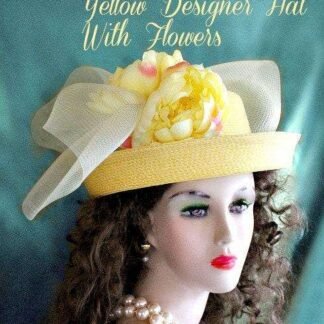 Formal Yellow Straw Braid Dress Hat For Women, Hats For Horse Races, Kentucky Derby Hat, Wedding Bridal Hat, NYFashionHats Millinery, Donna