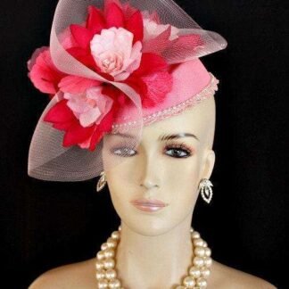 Women's Soft And Fuchsia Pink Straw Fascinator Hat, Weddings Church Ascot Derby 209