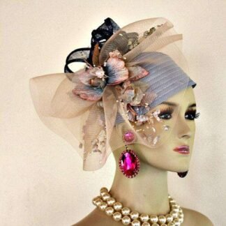 Hat Satin Velvet Flowers Sinamay Straw Winter Spring, Church Wedding Designer Hats For Women 87g