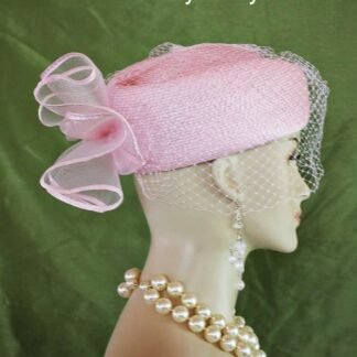 Kentucky Derby Hat, Hats For Horse Races, Pink Pillbox Wedding Bridal Hat, Cocktail Hat Fascinator, Dress Hats With Veils, NYFashionHats, L2