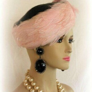 Hat Black Soft Pink Feathered Pillbox For Women, Wedding Dress Church Formal Hats Cocktail Ygv