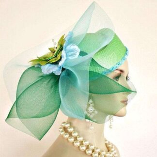 Hat Lime Kelly Green Baby Turquoise Blue Pillbox Dramatic Women's Wedding Church Hats 222