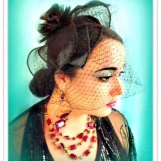 Haute Couture Black Straw Veil Satin Hairband Wedding Hat Headpiece, Women's Cocktail Hats, Hair Accessory Bridal, Mother Of The Bride Hat