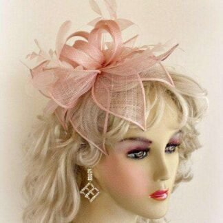Kentucky Derby Hat, Hats For Horse Races, Women's Sinamay Straw Salmon Pink Fascinator, Teal Green Satin Hairband Cocktail Hat, Formal Hat