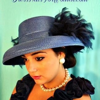 Royal Blue Custom Dress Kentucky Derby Hat With Your Choice Of Feather And Hat Colors, Wedding Church Fashion Hats For Women 873