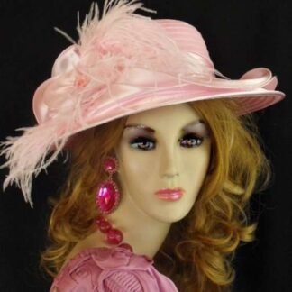 Pink Kentucky Oaks Racing Derby Hat, Hats For Horse Races, Wedding Church Formal Hat, Hats With Feathers, NYFashionHats, CoutureDesignerHats