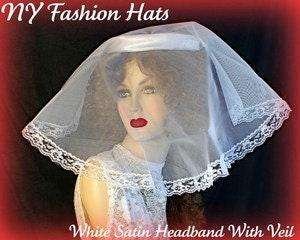 White Satin Sheer Wedding Short Bridal Veil, Black Satin Funeral Veil Headpiece, Catholic Veils For Mass Church, Bridal Headpiece, Hats, Kim