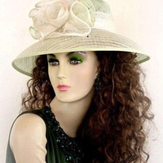 Kentucky Derby Hat, Lime Green Natural Sinamay Straw Couture Designer Hat, Hats For Horse Races, Spring Summer Sun Hat Racing, NYFashionHats