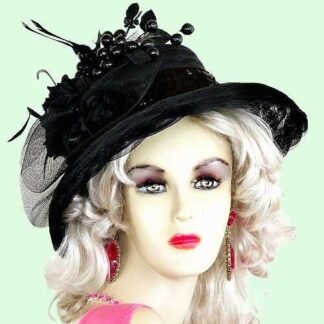 Kentucky Derby Hat, Black Formal Church Hat, Hats For Horse Races, Hats For Weddings Dress Occasion, NYFashionHats, CoutureDesignerHats, P20