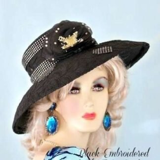 Black Embroidered Dress Hat, Women's Kentucky Derby Hat, Hats For Horse Races, NYFashionHats Couture Millinery, Headwear, Breeder's Cup Hat