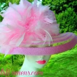 Pink Kentucky Derby Oaks Racing Hat, Feather Hats, Hats For Horse Races, Women's Couture Designer Hats, NYFashionHats Millinery Apparel, Ann