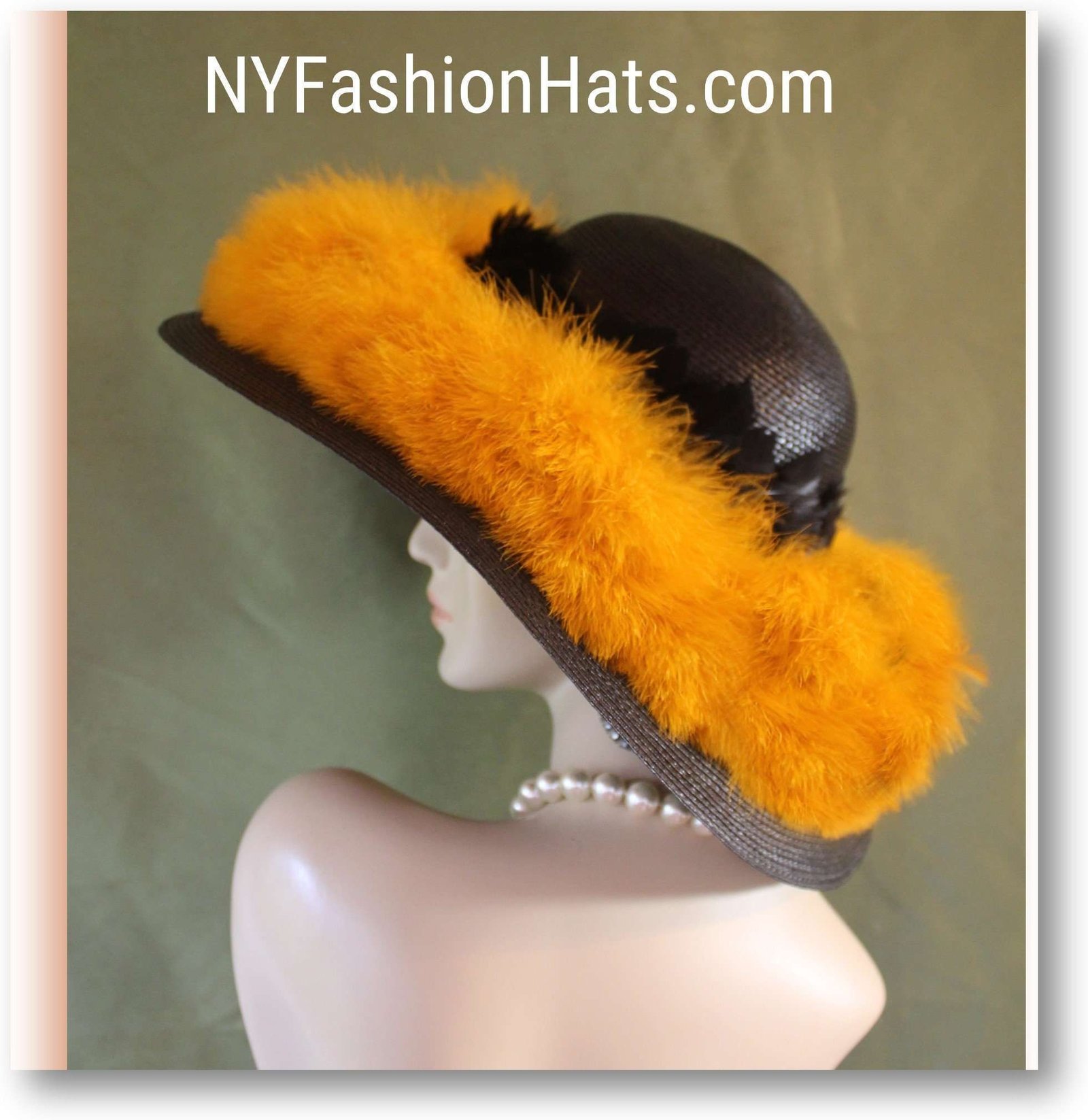 Luxury Black And Antique Gold Fur Hat, Soft Green Haute Couture Statement Designer Hat, Headpiece, Motf Millinery NYFashionHats, Carla