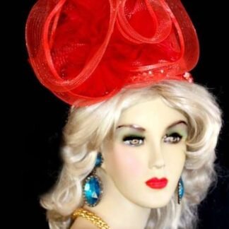 Women's Couture Designer Hats, Red Formal Feathered Pillbox Wedding Church Hat, Motf Statement Hats, NYFashionHats Millinery, Rianna