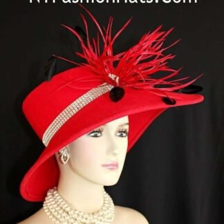 Haute Couture Red And Black Abstract Hat For Women, NYFashionHats Designer Millinery, Winter Wool Statement Hats, Church Temple Formals