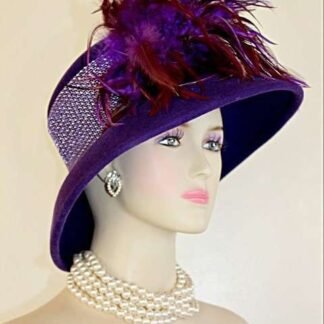 Couture Motf Premium Designer Hat Collection, Hats Purple Winter Wool Luxury Wedding Hat, Church Temple Formal Hat, NYFashionHats Nena