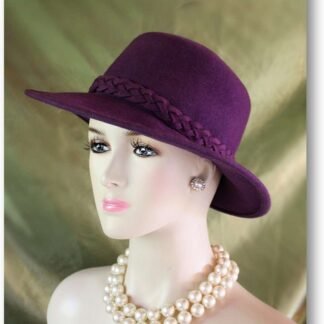 Eggplant Purple Winter Wool Dress Hat, Couture Designer Hats, Hats For Sabbath, Western Casual Urban Hat , NY Fashion Hats Millinery Cindy
