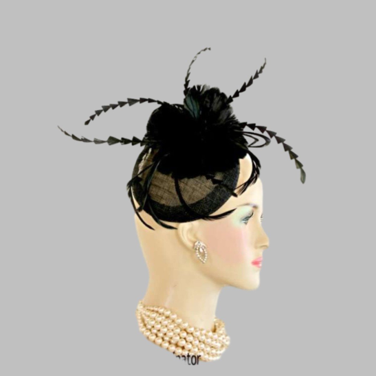 Black Sinamay Straw Wedding Bridal Haute Couture Fascinator For Women, Haute Couture Fashion Hats By NYFashionHats.com
