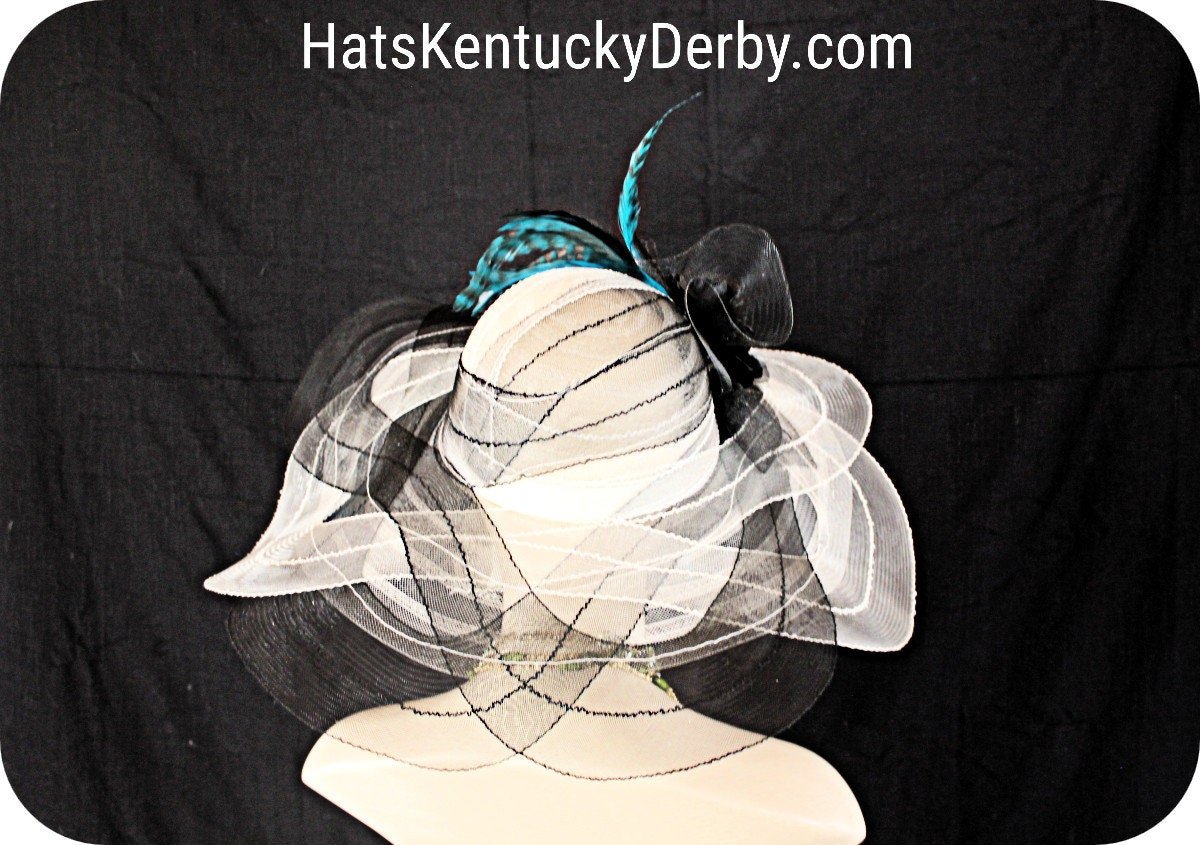 Kentucky Derby Hat Black Cream Ivory, Designer Hats For Horse Races, Formal Wedding Hat Headpiece, NY Fashion Hats Exclusive Dress Millinery - Image 6