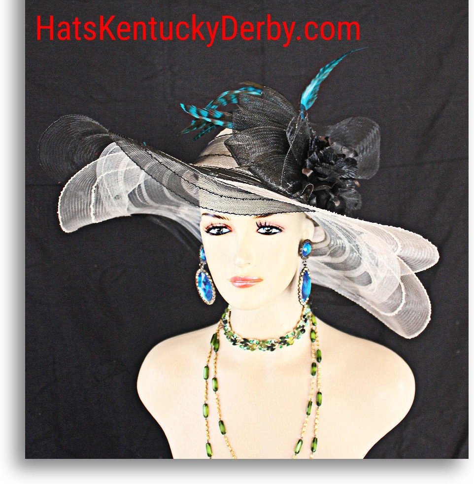 Kentucky Derby Hat Black Cream Ivory, Designer Hats For Horse Races, Formal Wedding Hat Headpiece, NY Fashion Hats Exclusive Dress Millinery - Image 7